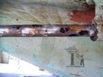 Pitted stainless steel shaft from lack of galvanic protection.