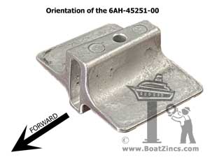 6AH-45251-00 Yamaha Outboard Aluminum Anode Orientation
