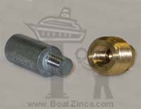 Female Plug for 838929 Volvo Penta Diesel Engine (Shown with a Zinc Anode)